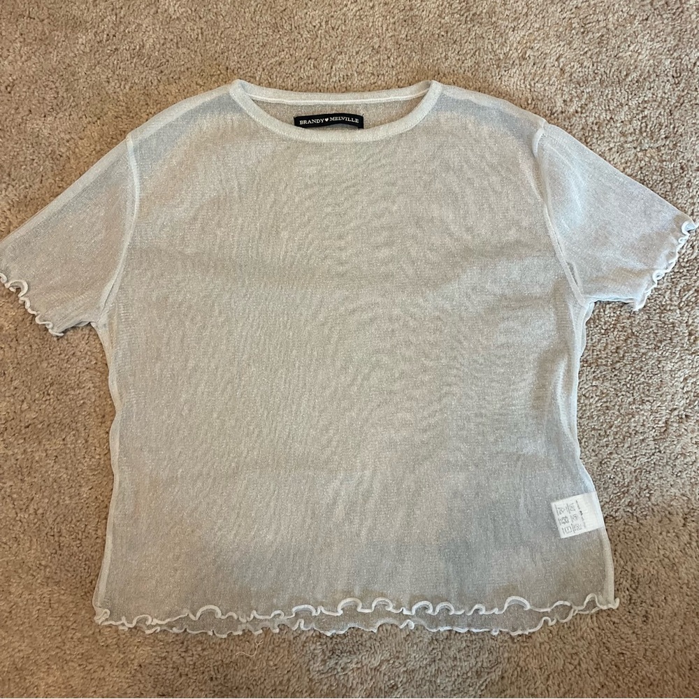 White Glitter Mesh Brandy Melville Top